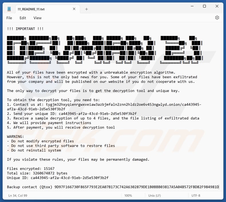 DEVMAN 21 ransomware fichier texte (!!!_README_!!!.txt)