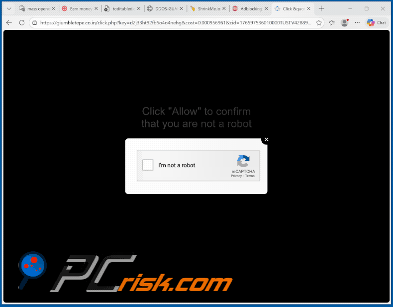 Apparence du site web giumbletepe.co[.]in (GIF)
