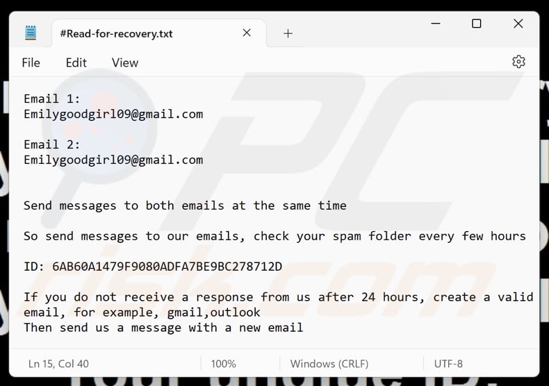 Fichier texte du rançongiciel GoodGirl (#Read-for-recovery.txt)