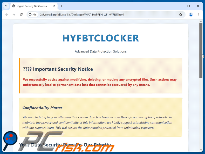HYFBTCLOCKER ransomware demande de rançon (WHAT_HAPPEN_OF_MYFILE.html) GIF