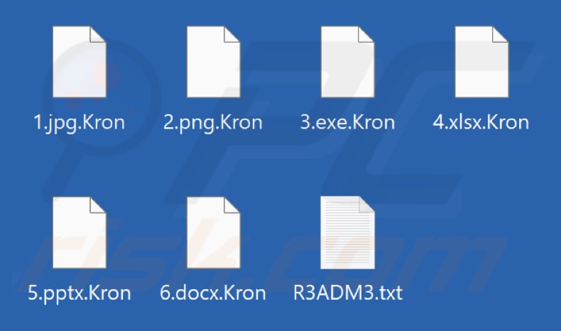 Fichiers cryptés par le ransomware Kron (extension .Kron)