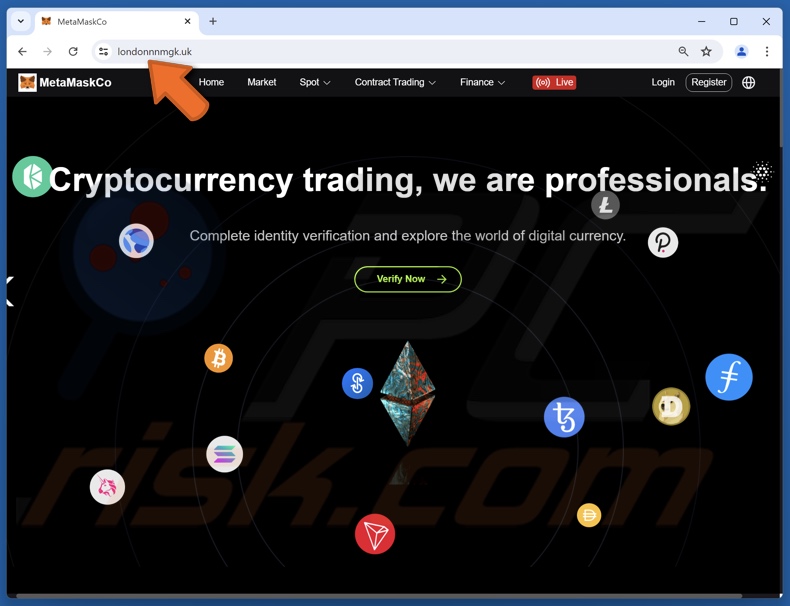 Site Web frauduleux de vérification d'identité MetaMask