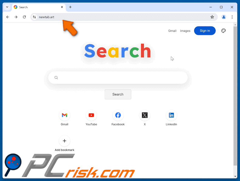 newtab.art redirige vers Google (GIF)