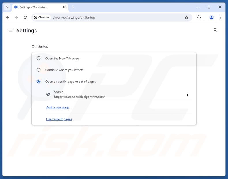 Supprimer search.ansiblealgorithm.com de la page d'accueil de Google Chrome