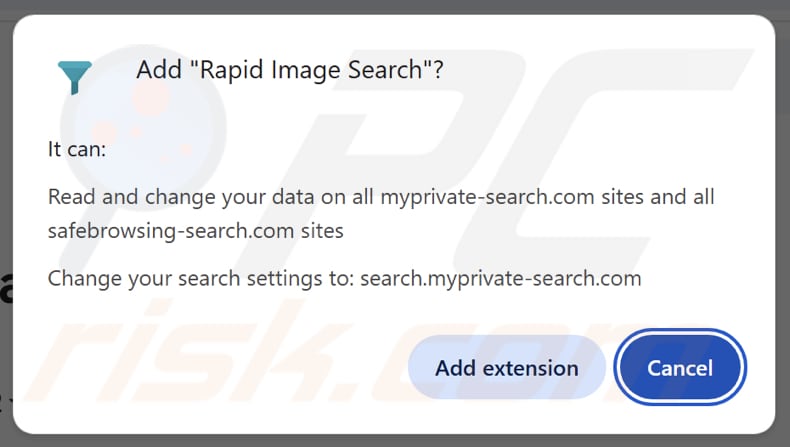 Le pirate de navigateur Rapid Image Search demande des autorisations