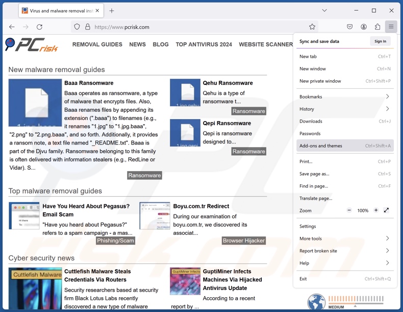 Supprimer les publicités indésirables de Mozilla Firefox étape par étape 1