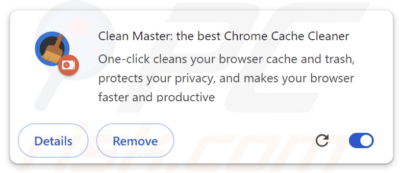 ShadyPanda extension de navigateur (Clean Master: the best Chrome Cache Cleaner)