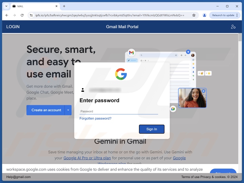 Special Christmas Bonus courriel frauduleux faisant la promotion d'un site d'hameçonnage