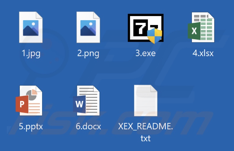 Fichiers chiffrés par le ransomware XEX (sans extension ajoutée)