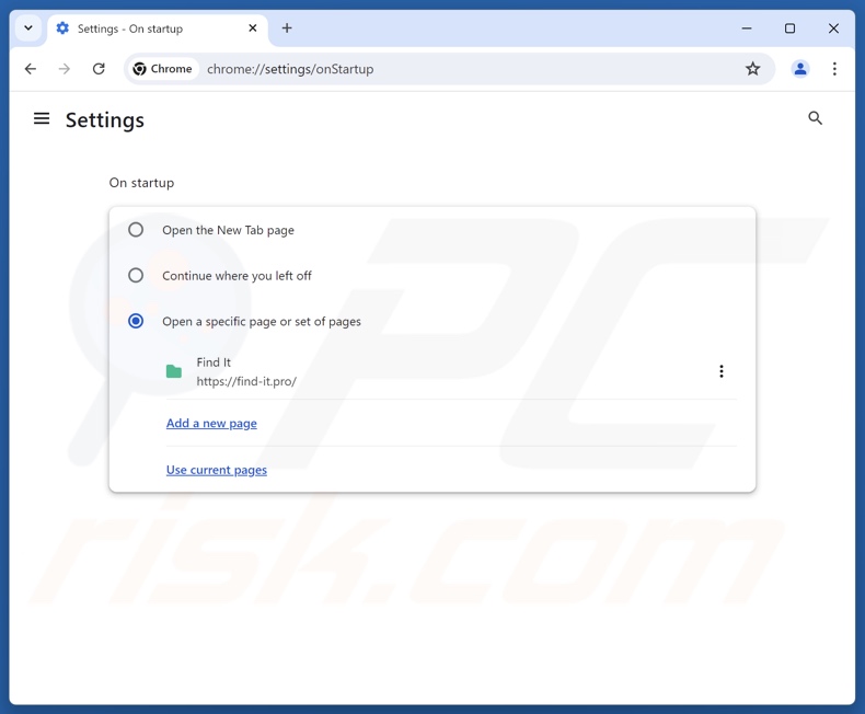 Suppression de find-it.pro de la page d'accueil Google Chrome