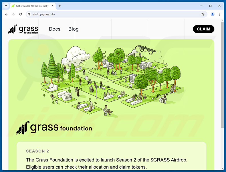 Grass Airdrop scam website (airdrop-grass[.]info)