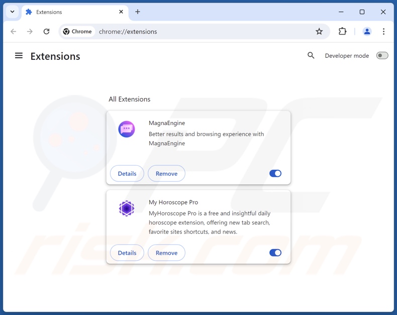 Suppression des extensions malveillantes de Google Chrome étape 2