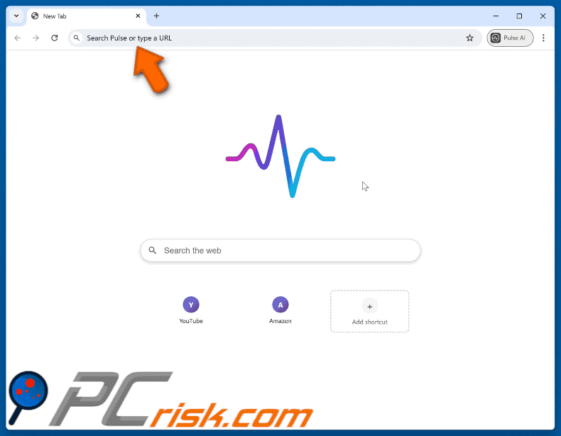Apparence de Pulse redirigeant via mypulsehome.com vers Yahoo (GIF)