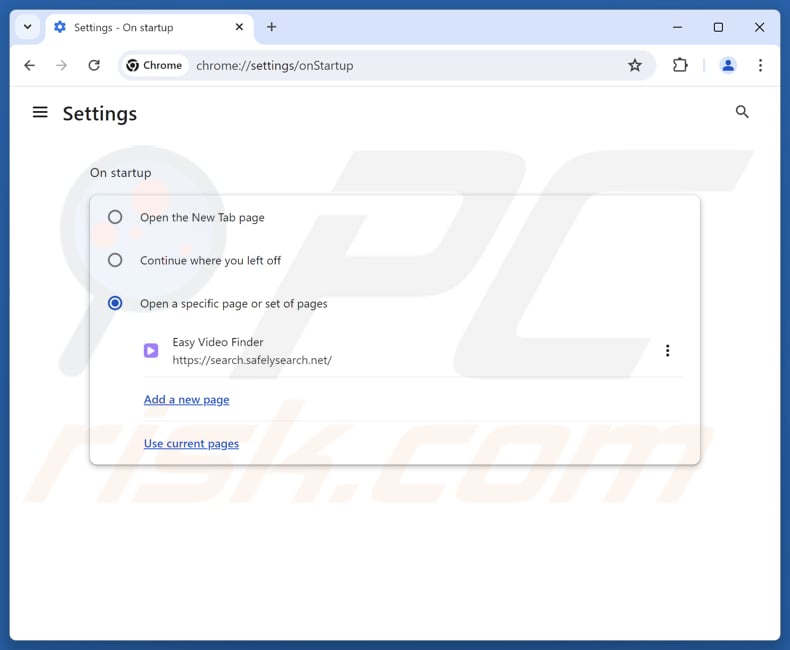 Supprimer search.safelysearch.net de la page d'accueil de Google Chrome