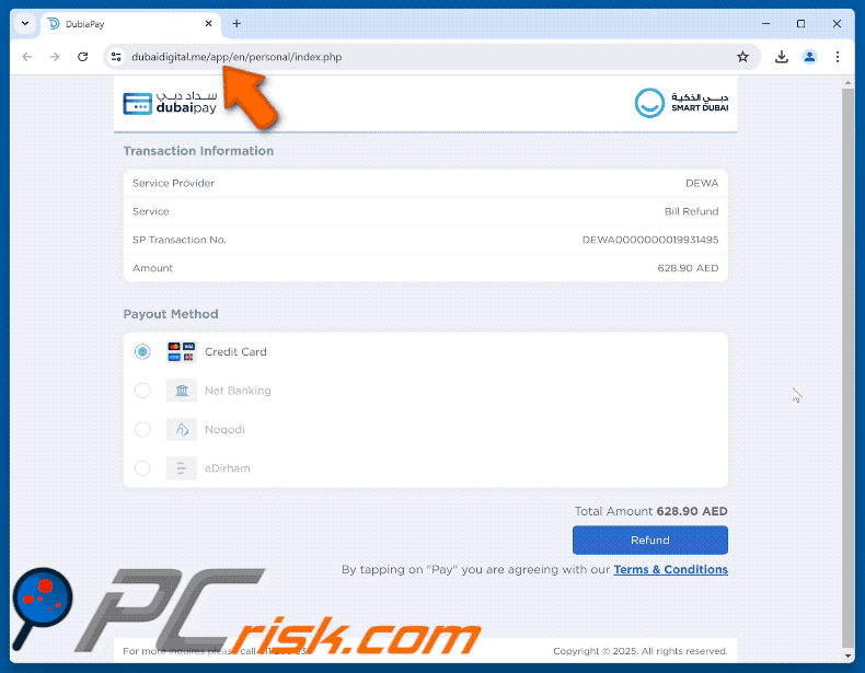 Dubai Pay - Apparition d'une arnaque par e-mail concernant une demande de remboursement