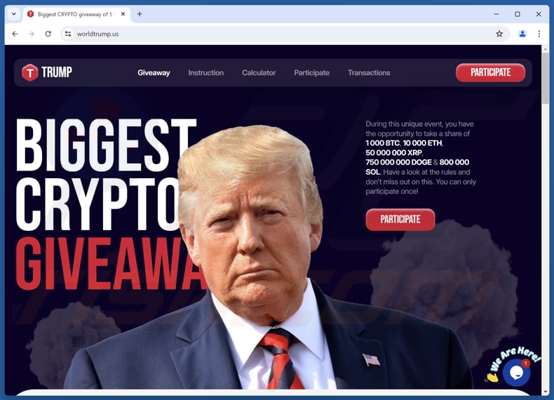 Trump Crypto Giveaway arnaque
