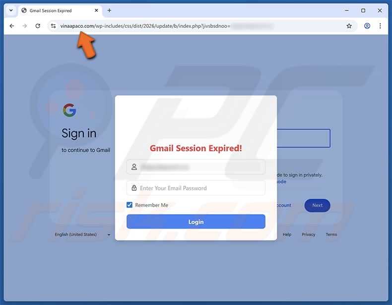 Unusual Activity On Your Account Arnaque par e-mail : faux site