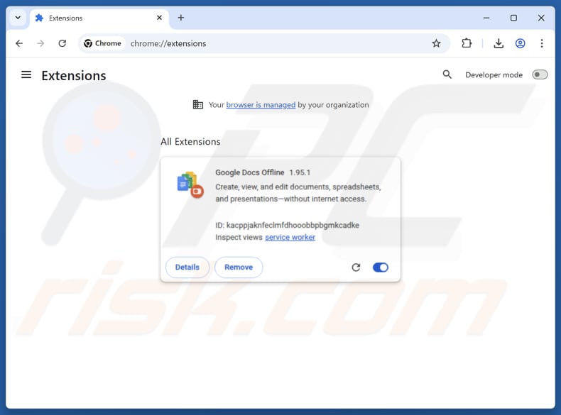 Comment supprimer l'extension « Fake Google Docs Offline » de Google Chrome 2