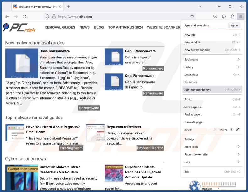 Étapes pour supprimer l'extension « Fake Google Docs Offline » de Mozilla Firefox 1