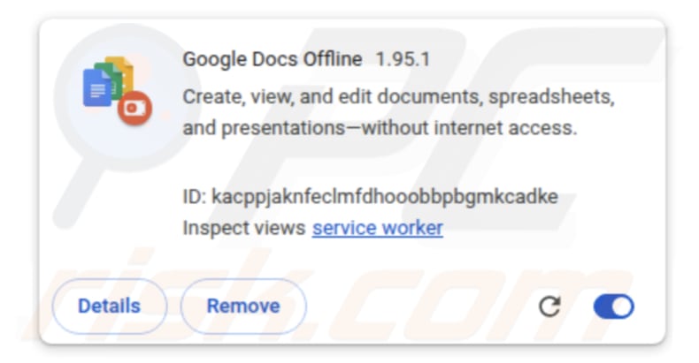 Fausse extension Google Docs Offline