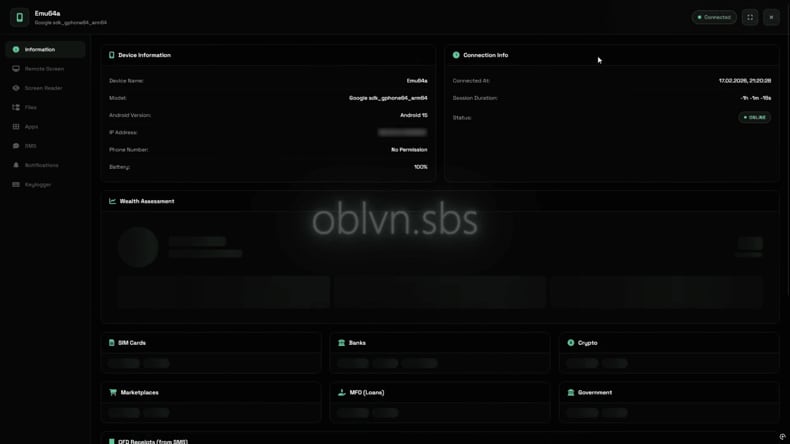 Oblivion RAT source du panneau (iverify.io)