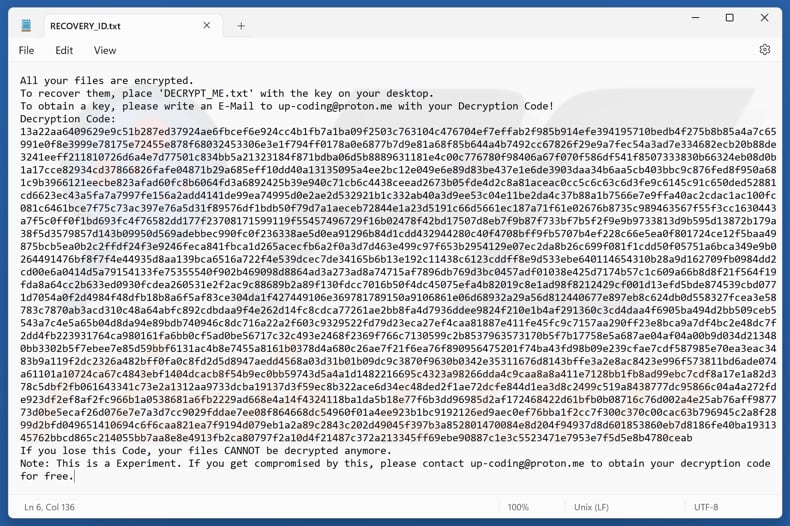 PCLocked ransomware fichier texte (RECOVERY_ID.txt)