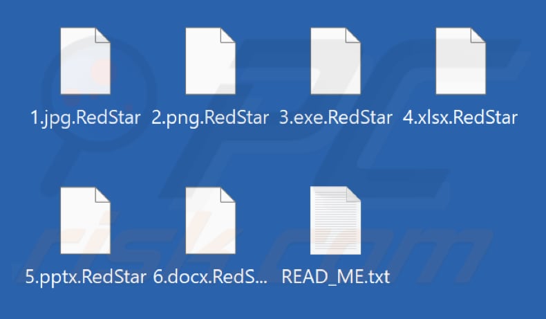 Fichiers chiffrés par le ransomware RedStar (extension .RedStar)