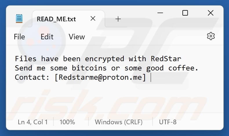 RedStar ransomware fichier texte