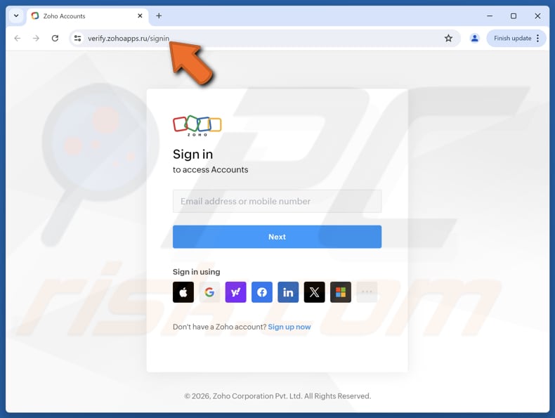 Zoho - File Shared With You Arnaque par e-mail faux site web