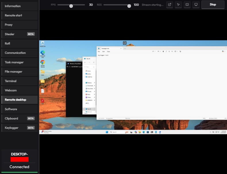 Panneau d'administration de CrystalX RAT (source : securelist.com)