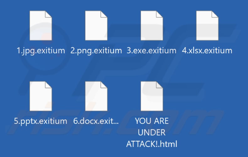 Fichiers chiffrés par le ransomware Exitium (extension .exitium)
