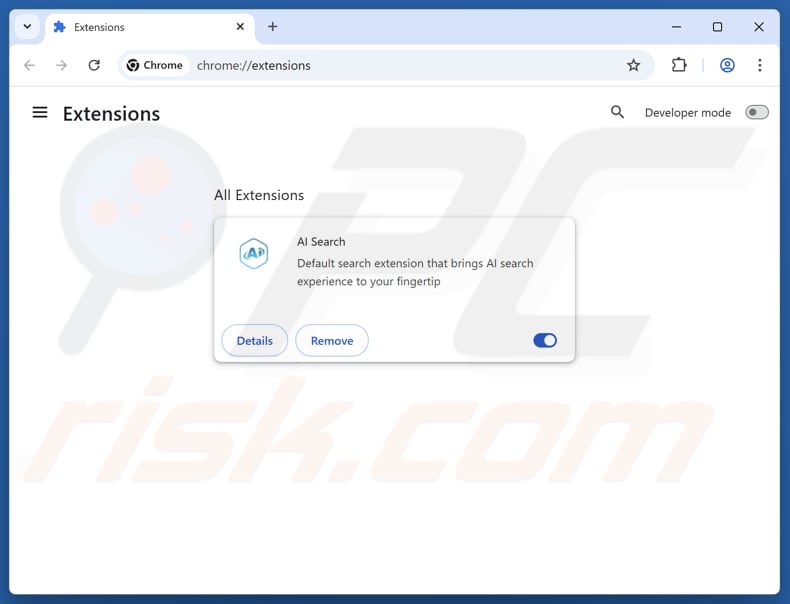 Suppression des extensions Google Chrome liées à aisearchapp.net