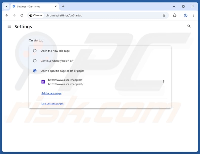 Suppression de aisearchapp.net de la page d'accueil Google Chrome