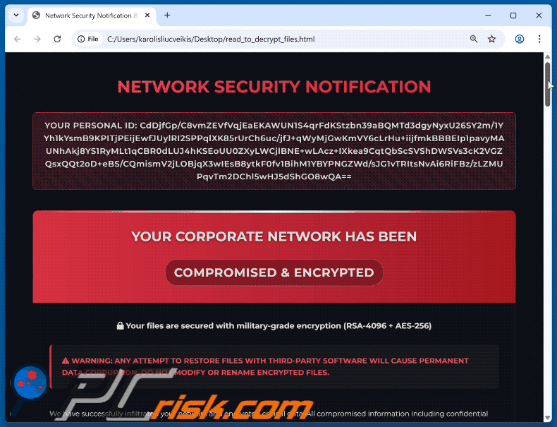 Note de rançon du rançongiciel BARADAI (read_to_decrypt_files.html)