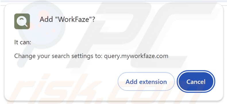 Le pirate de navigateur myworkfaze.com demandant des autorisations