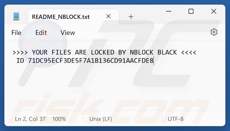Fichier texte du ransomware NBLock Black (README_NBLOCK.txt)