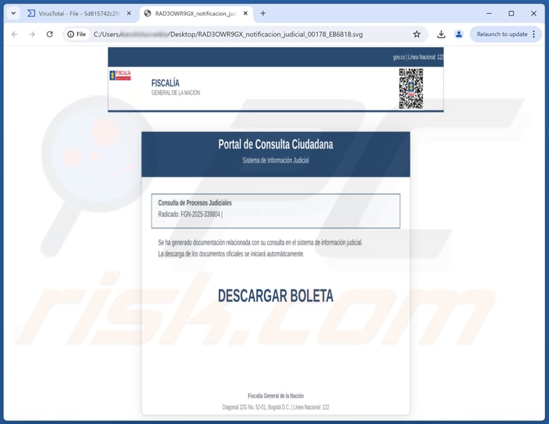 Pièce jointe SVG du maliciel NexusRAT contenant le maliciel