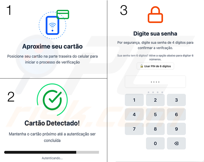 Cheval de Troie bancaire PhantomCard - faux écran de vérification de carte NFC - variante en portugais ciblant le Brésil