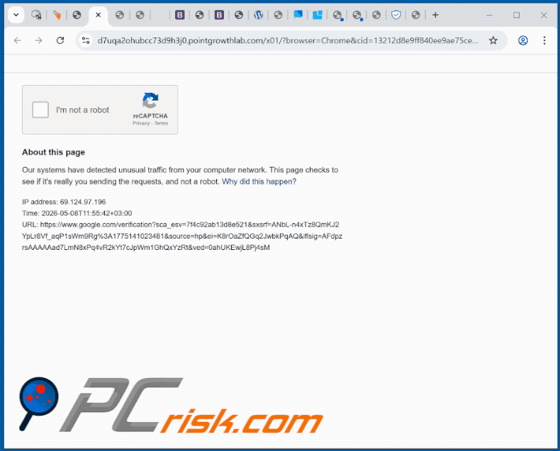 apparence du site web pointgrowthlab[.]com (GIF)