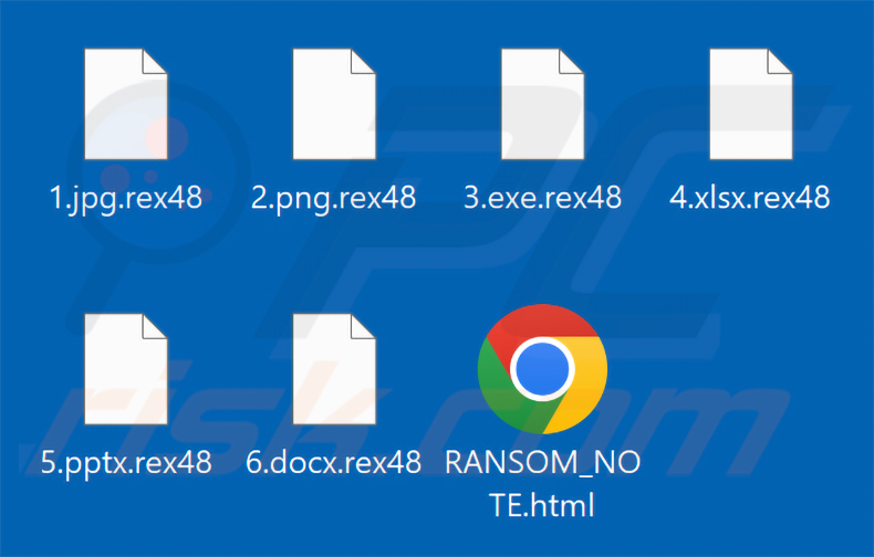 Fichiers chiffrés par le ransomware Rex (extension .rex48)