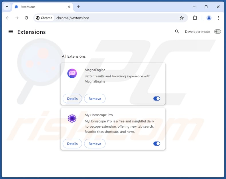 Suppression des extensions malveillantes de Google Chrome étape 2