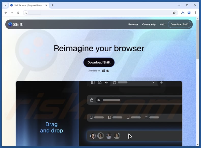 Site web utilisé pour promouvoir Shift