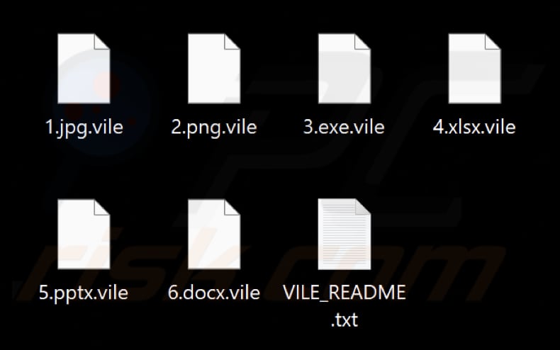 Fichiers chiffrés par le rançongiciel Vile (extension .vile)