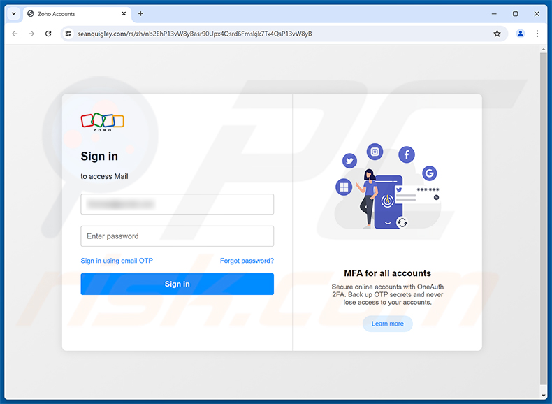 Page de phishing Benefits Review Notice