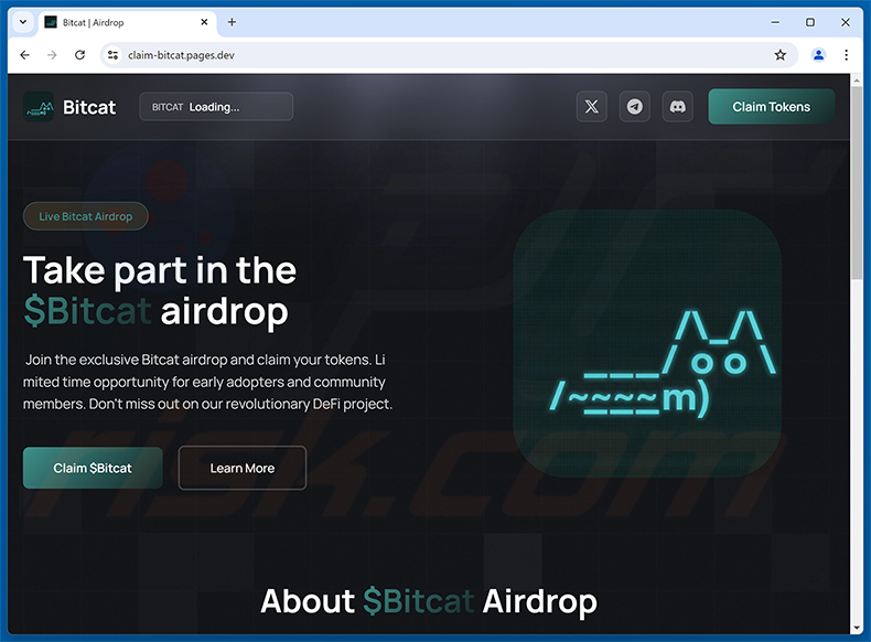 $Bitcat Airdrop arnaque (claim-bitcat.pages[.]dev)