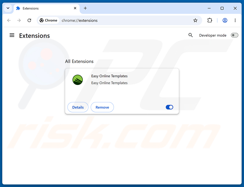Suppression des publicités Easy Online Templates de Google Chrome étape 2