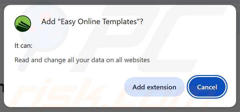 Autorisations du publiciel Easy Online Templates