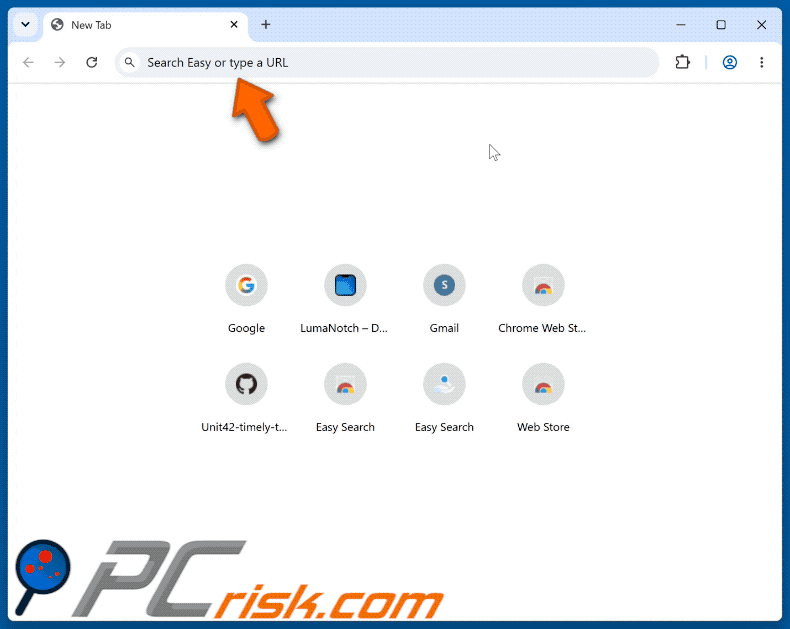 Pirate de navigateur Easy Search redirigeant vers Bing (GIF)
