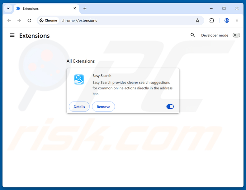 Suppression des extensions Google Chrome liées à easysearching.net