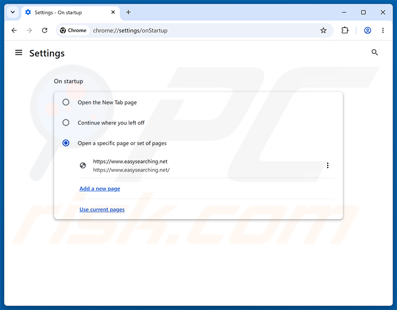 Suppression de easysearching.net de la page d'accueil Google Chrome